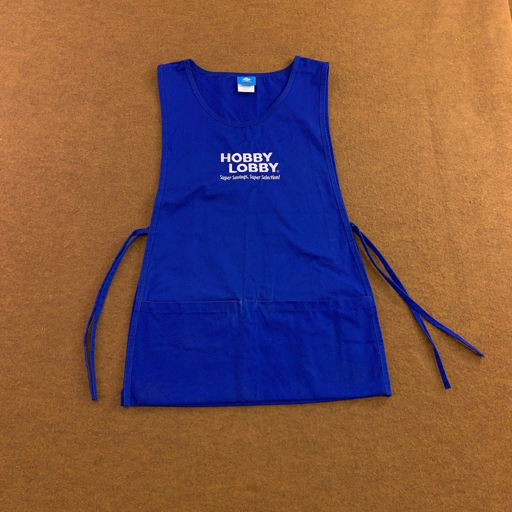 Hobby Lobby Unisex OS Blue Embroidered Logo Pocketed Uniform Vest Apron